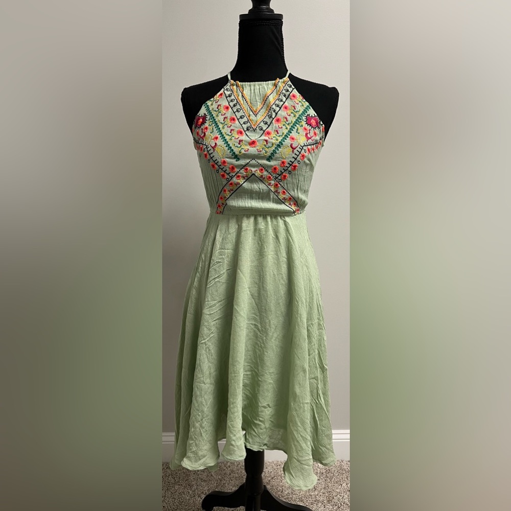Embroidered Halter Dress